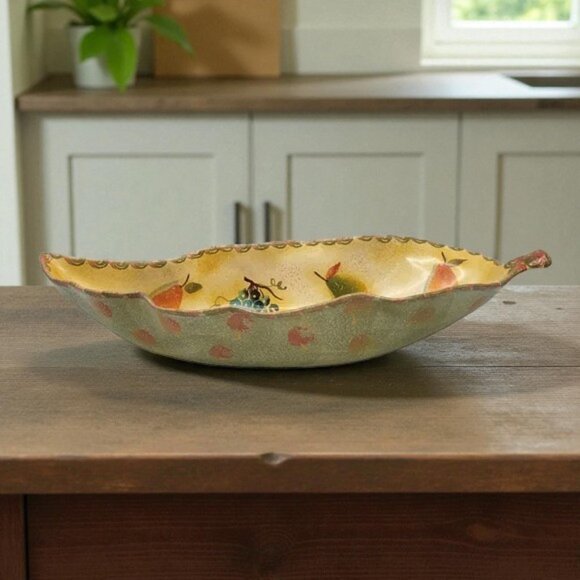 Italy Hand Painted for Neiman Marcus Fruit Centerpiece Bowl - Picture 4 of 14